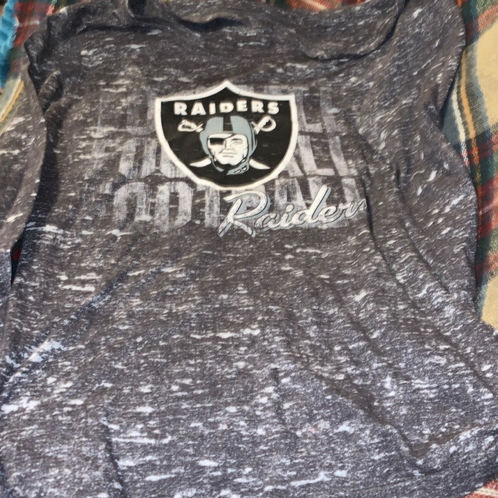 Raider’s NFL Team Apparel size M grey and black with logo and spell out